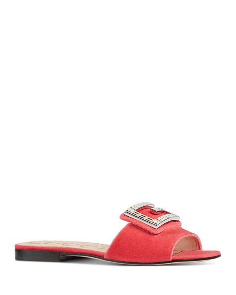 Gucci Women's Madelyn Velvet Slide Sandals with Crystal G